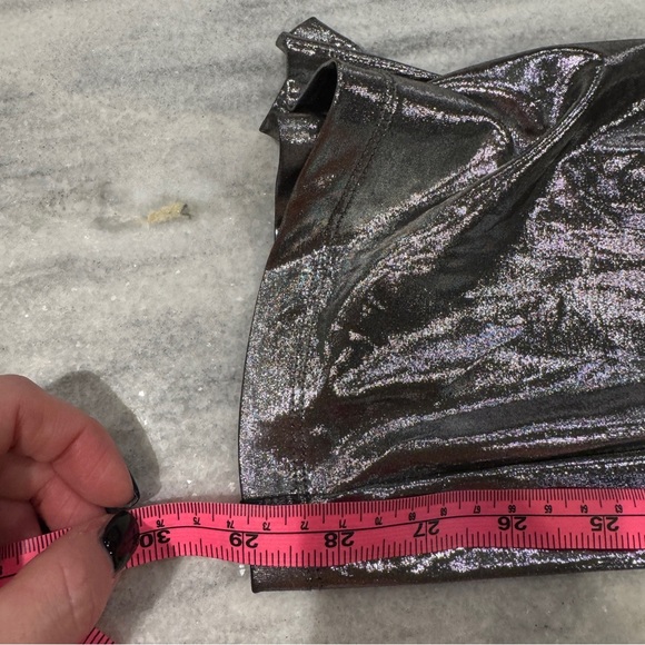 Sincerely Jules Shiny Silver Metallic Wide‎ Leg Pants - Picture 7 of 8